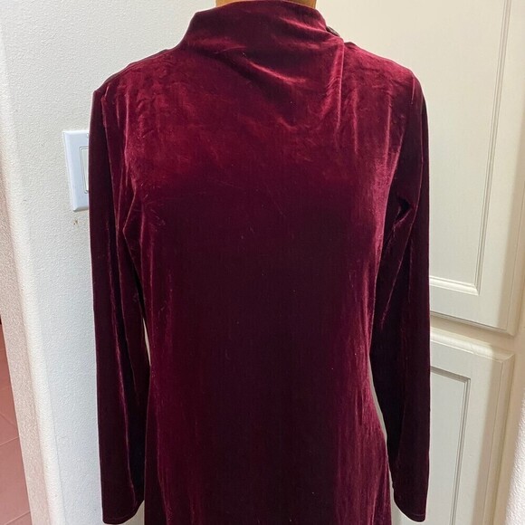 Max Studio Leon Max long knit wine velour velveteen dress Size Sz Large - Picture 2 of 9